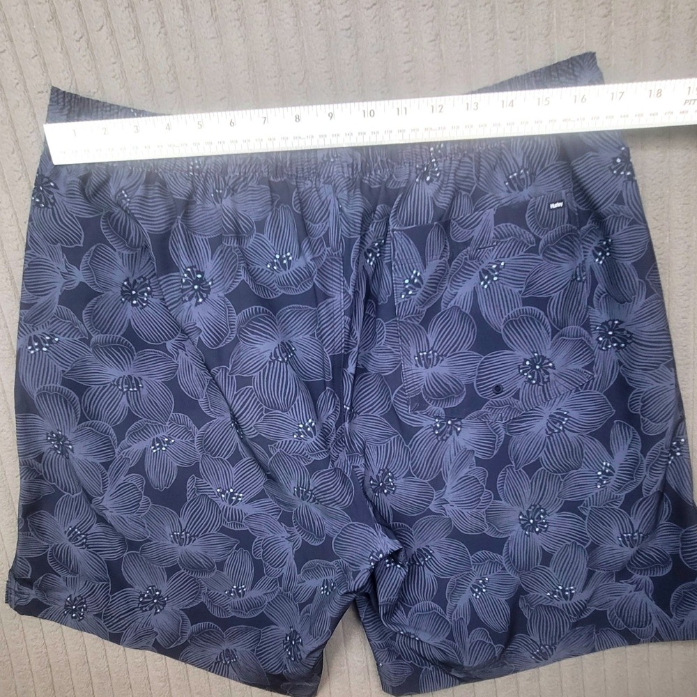 Hurley Mens XL Blue Floral Board Shorts Swim Trunks Drawstring Elastic Waist - Picture 8 of 8
